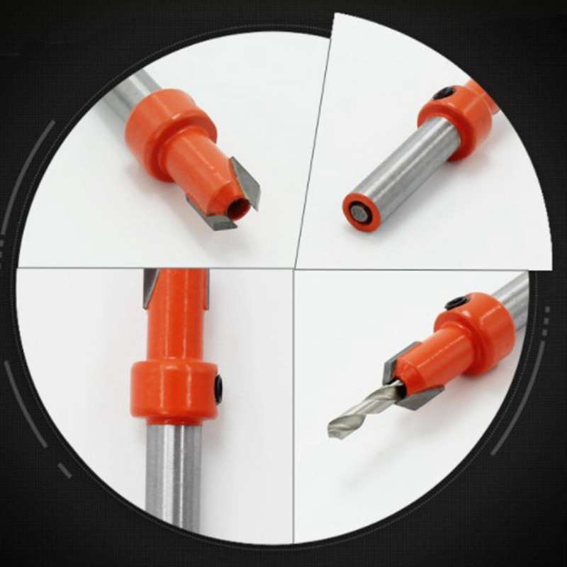 5pcs Wood Hole Drill Bit,8mm Shank Countersink Drill Bit Router Bit