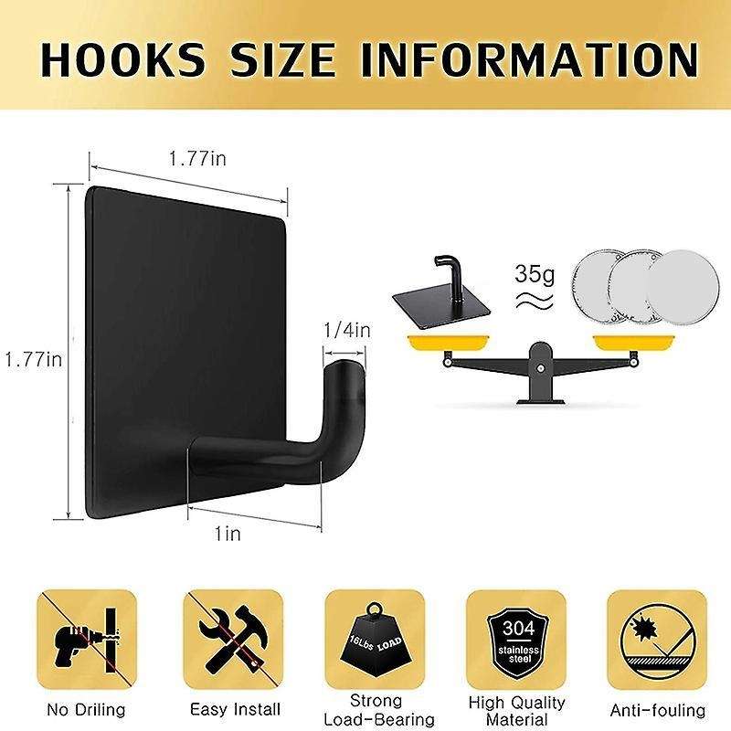 6pcs Adhesive Hooks Duty Towel Hooks for Home Hanging without Nails
