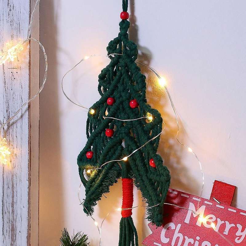 Macrame Christmas Tree Wall Hanging Tapestry for Living Room
