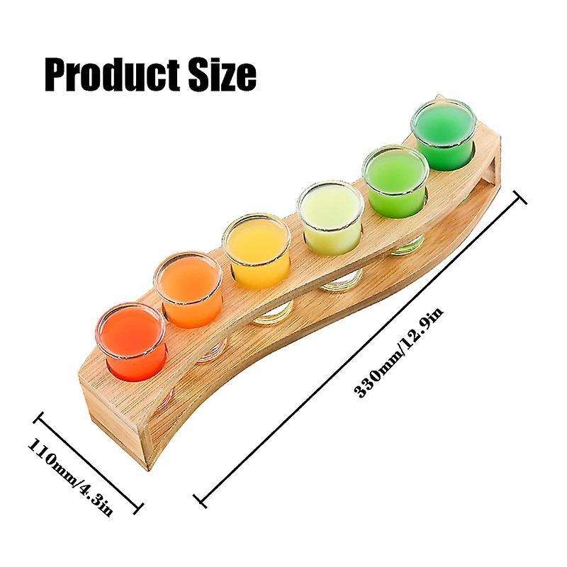 1oz/30ml Shot Glass Set Bamboo Shot Glass Holder, 6pcs Shot Glass Set