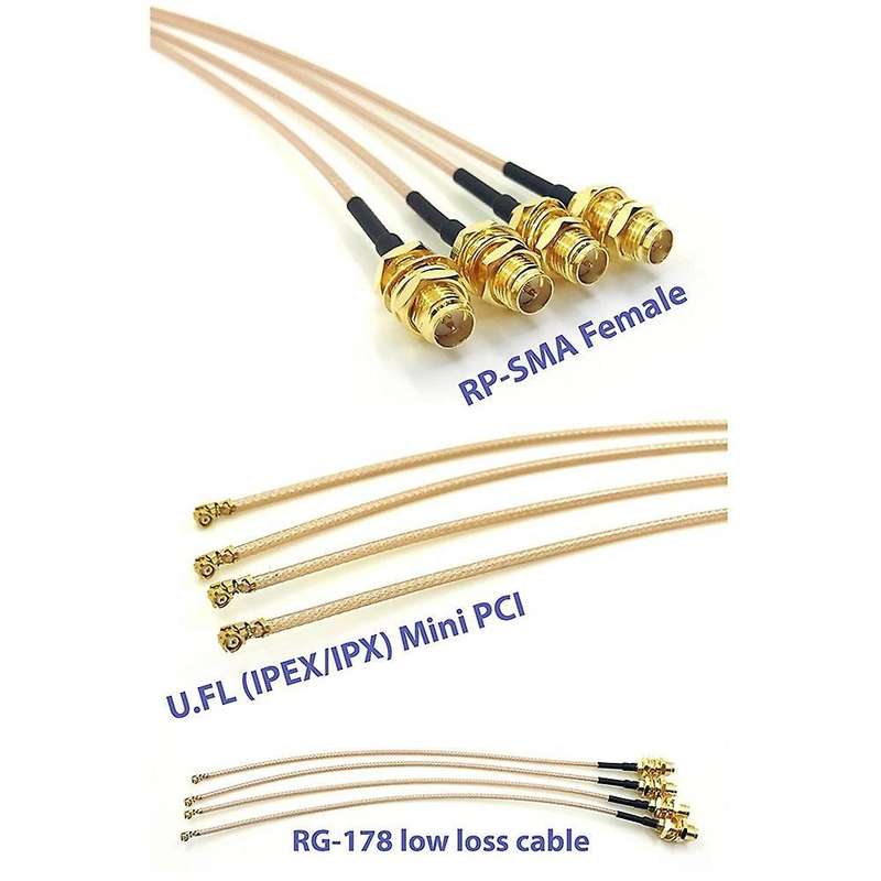 Pack Of 4 Rf U.fl(ipex/ipx) Mini Pci to Rp-sma Female Pigtail Antenna