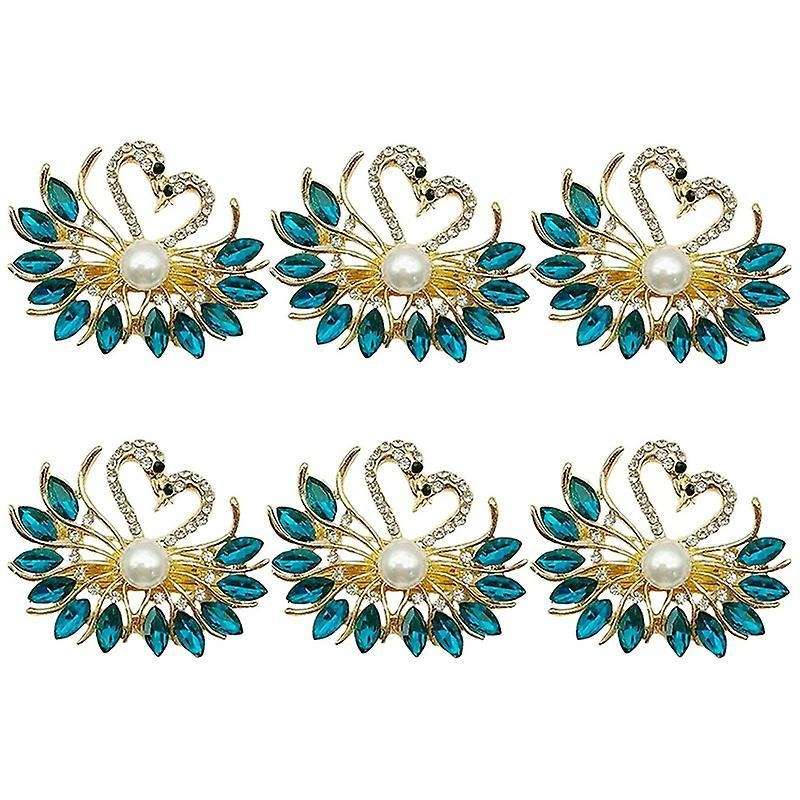 Valentine's Day Gift Blue Napkin Ring 6 Piece Set, Swan Napkin Ring