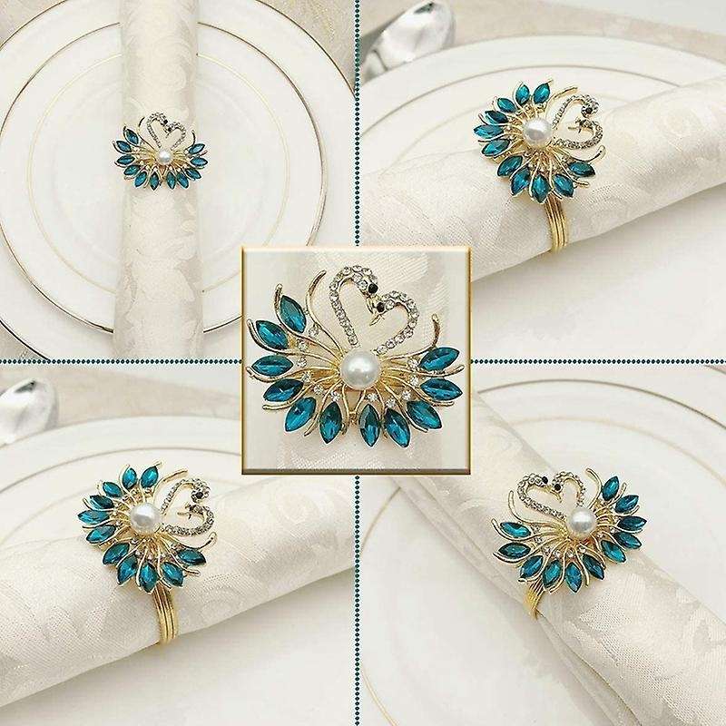 Valentine's Day Gift Blue Napkin Ring 6 Piece Set, Swan Napkin Ring