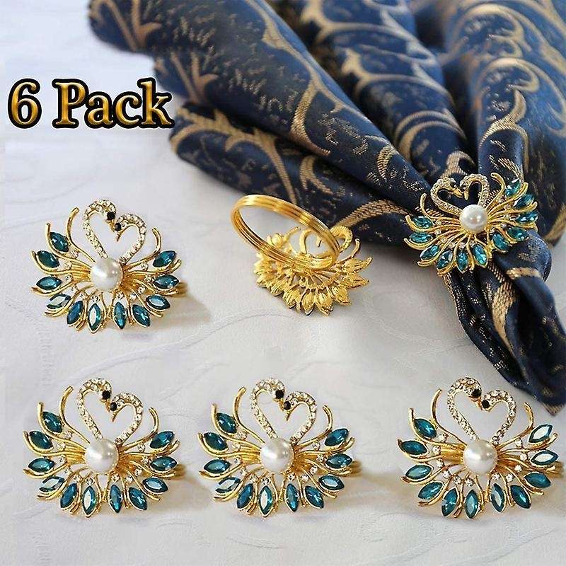Valentine's Day Gift Blue Napkin Ring 6 Piece Set, Swan Napkin Ring