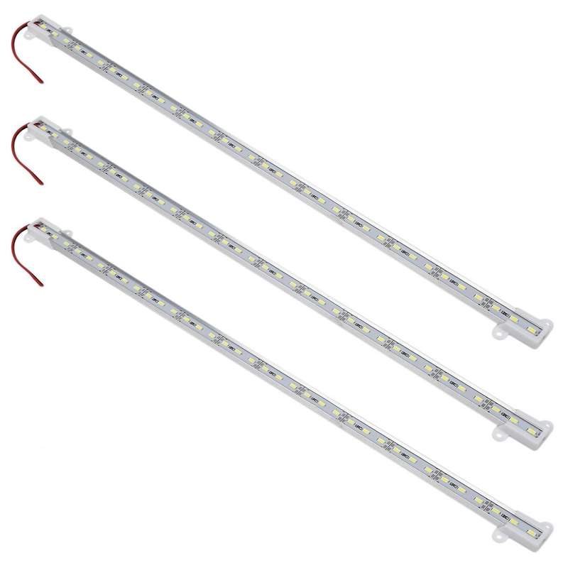 3x 50cm 12v 36 Led 5050 Smd Hard Strip Bar Light Aluminum Rigid White