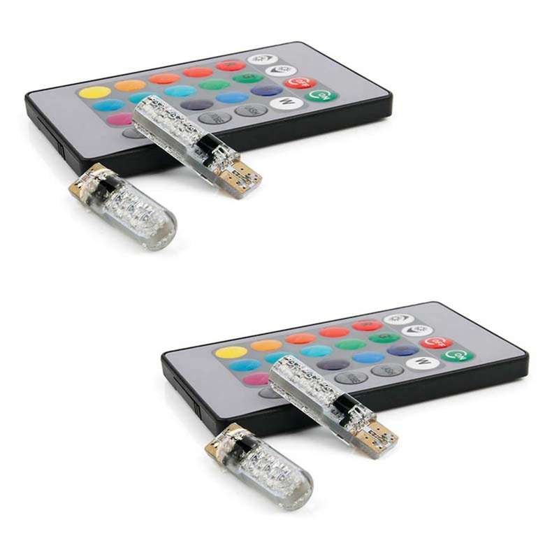 2x T10 5050 6smd Rgb 2 Pcs Led Multi Color Light Car Automotive Bulbs