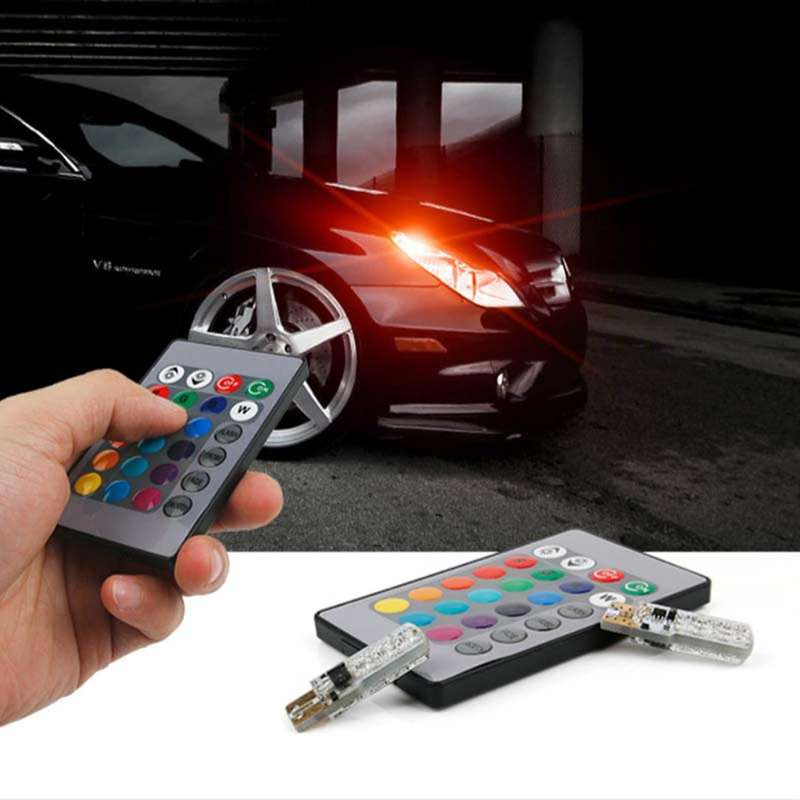 2x T10 5050 6smd Rgb 2 Pcs Led Multi Color Light Car Automotive Bulbs