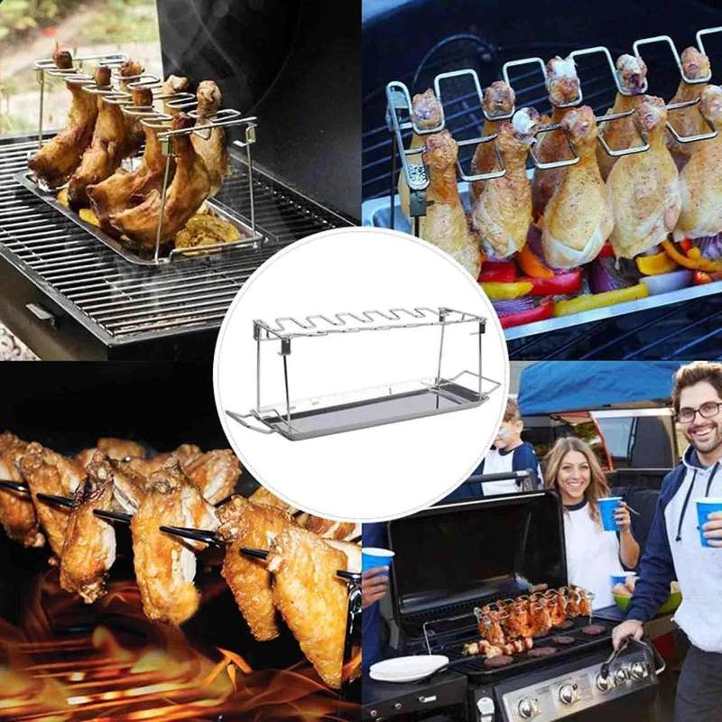 Bbq Beef Chicken Leg Wing Grill Rack Stainless Steel Barbecue -a