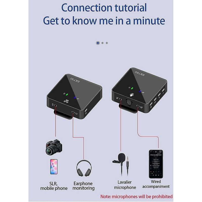 Sk750 Wireless Lavalier Mic for Smartphone Laptop Ic Tiktok(1 to 2)