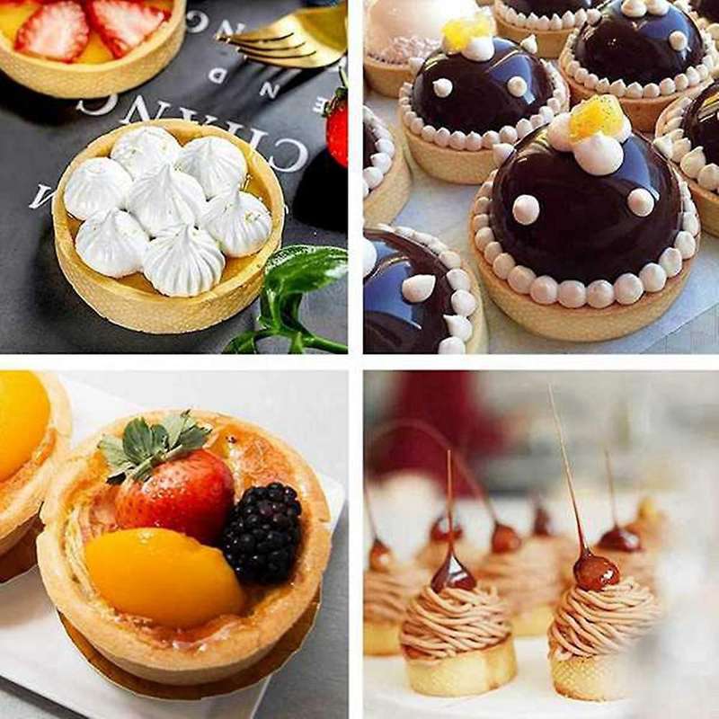 5pcs Circular Tart Rings with Holes Stainless Steel Cake Mould 9cm