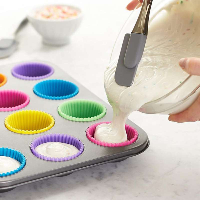 12 Pieces Of Silicone Muffin Cup Round 7cm Cake Cup Color Set