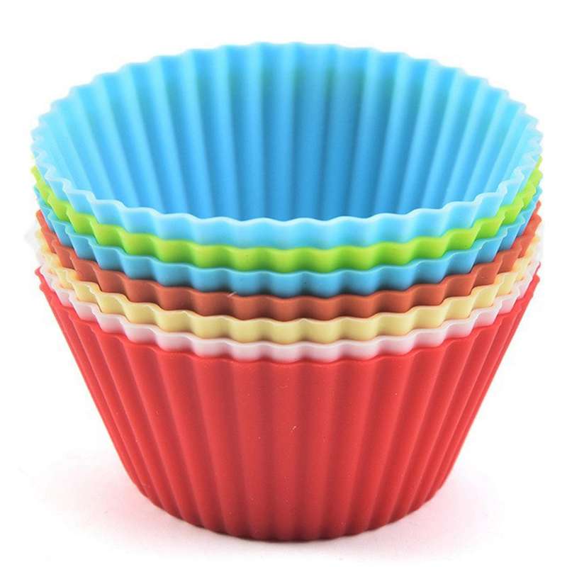12 Pieces Of Silicone Muffin Cup Round 7cm Cake Cup Color Set