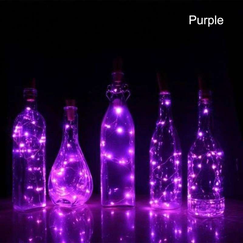 1pcs Solar 2m Cork Shaped 20 Led Night Fairy String Light Purple