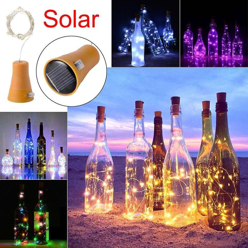 1pcs Solar 2m Cork Shaped 20 Led Night Fairy String Light Purple