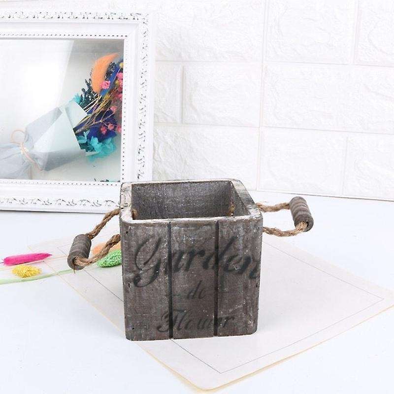 Wooden Rustic Flower Pot Basket Fleshy Succulent Planter Garden Home