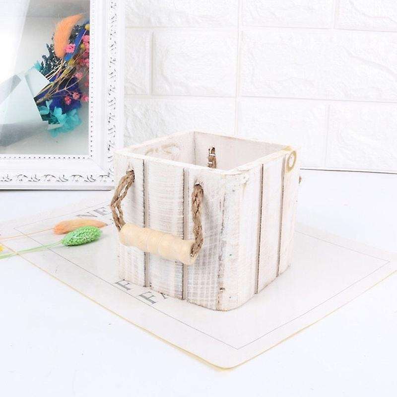 Wooden Rustic Flower Pot Basket Fleshy Succulent Planter Garden Home