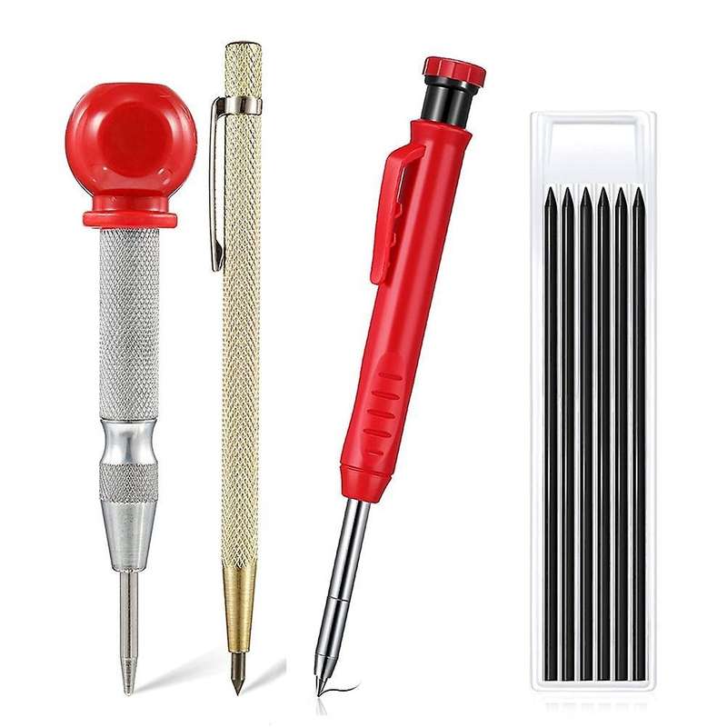 Solid Carpenter Marker Pencil Set Refillable Woodworking Pencil A