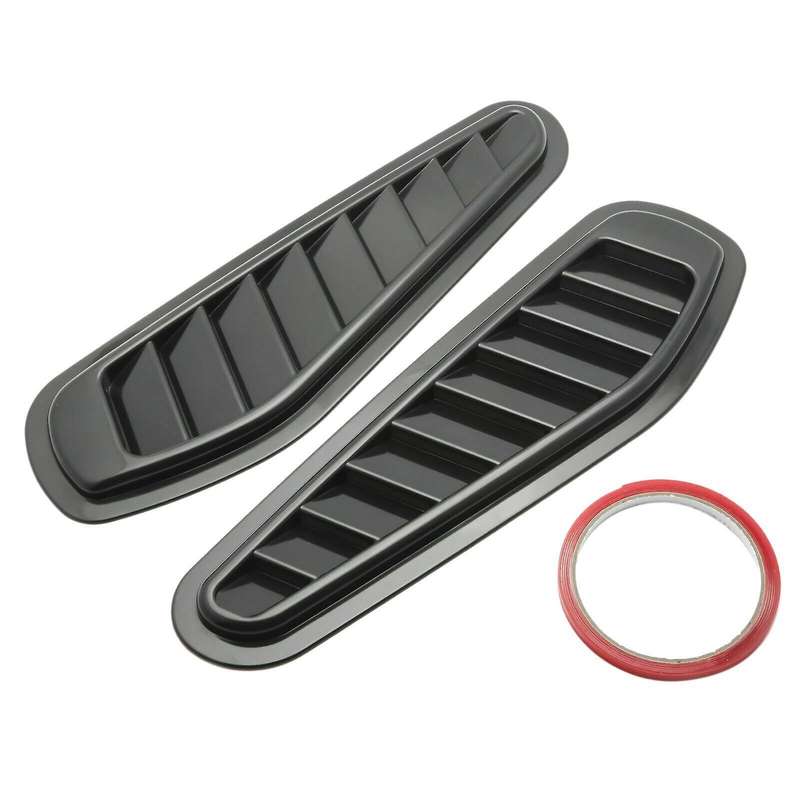 2pcs Car Simulation Shark Air Vent Universal Black Bonnet Hood Cover