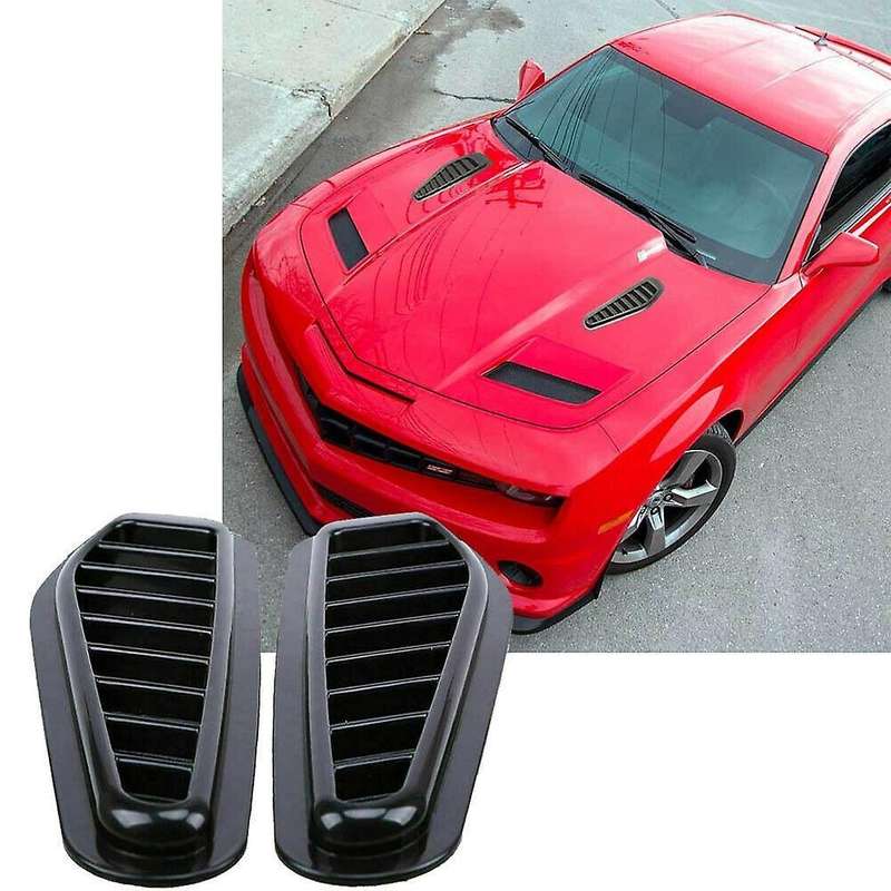 2pcs Car Simulation Shark Air Vent Universal Black Bonnet Hood Cover