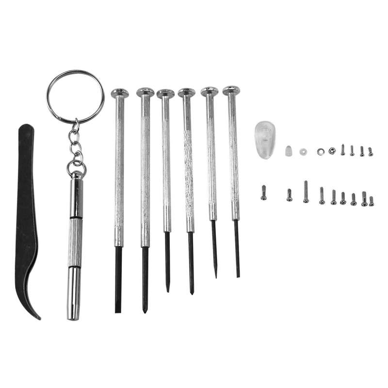 Sunglasses Repair Kit with Nose Pads Screws Screwdriver Tweezers