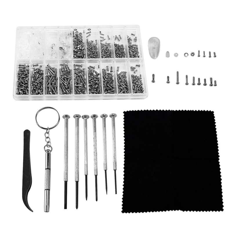 Sunglasses Repair Kit with Nose Pads Screws Screwdriver Tweezers