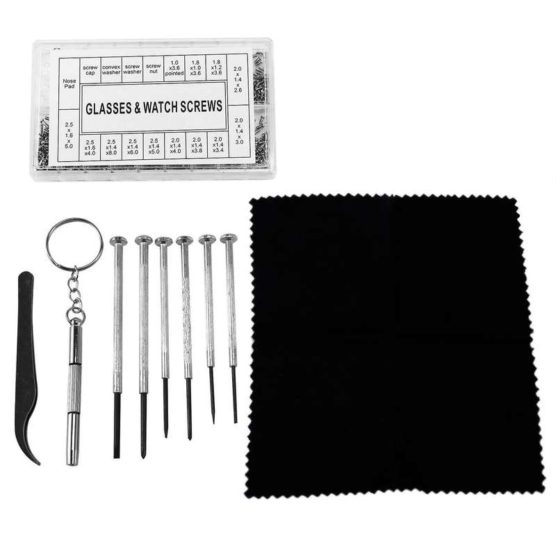 Sunglasses Repair Kit with Nose Pads Screws Screwdriver Tweezers