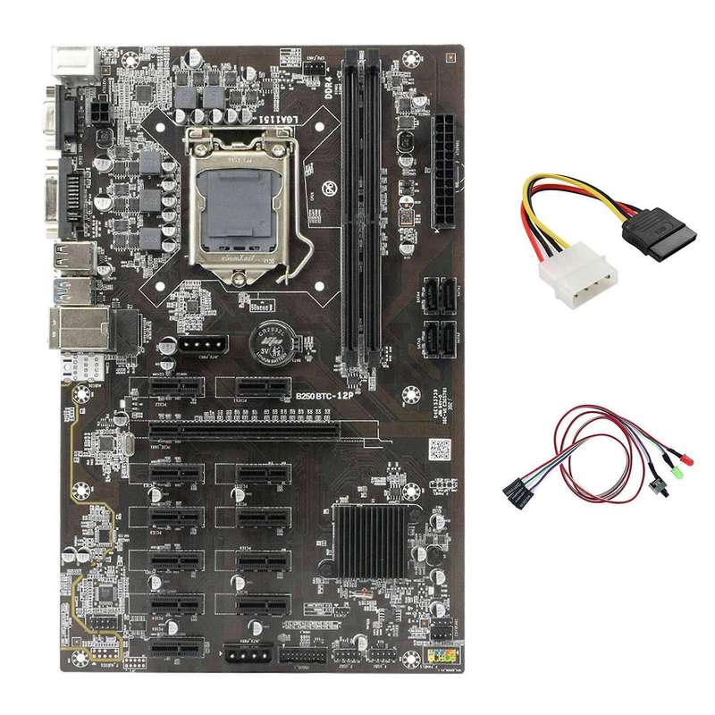 B250 Btc Mining Motherboard with Switch Cable with Light for Miner
