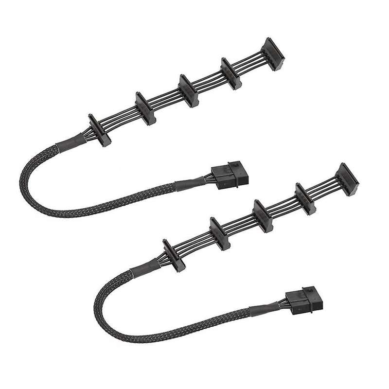 2pcs Sata Splitter 4-pin Ide 1 to 5 Sata Power Cable for Pc Server