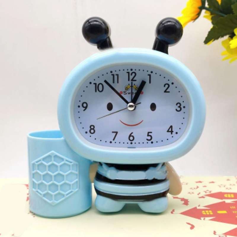 Pen Holder Alarm Clock Electronics Clock Children Gift Clock Yellow