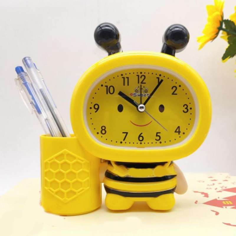 Pen Holder Alarm Clock Electronics Clock Children Gift Clock Yellow