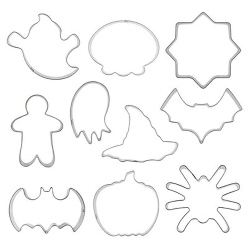 10pc Halloween Bat Pumpkin Ghost Stainless Steel Cookies Cutter Cake
