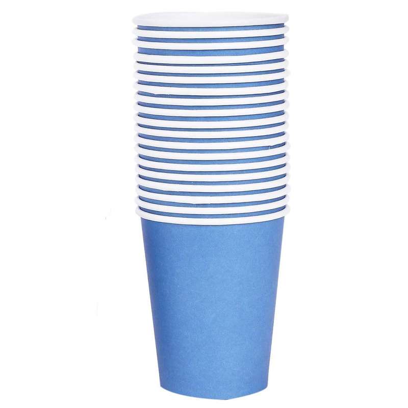20x Paper Cups Solid Colours Birthday Party Tableware Catering Blue