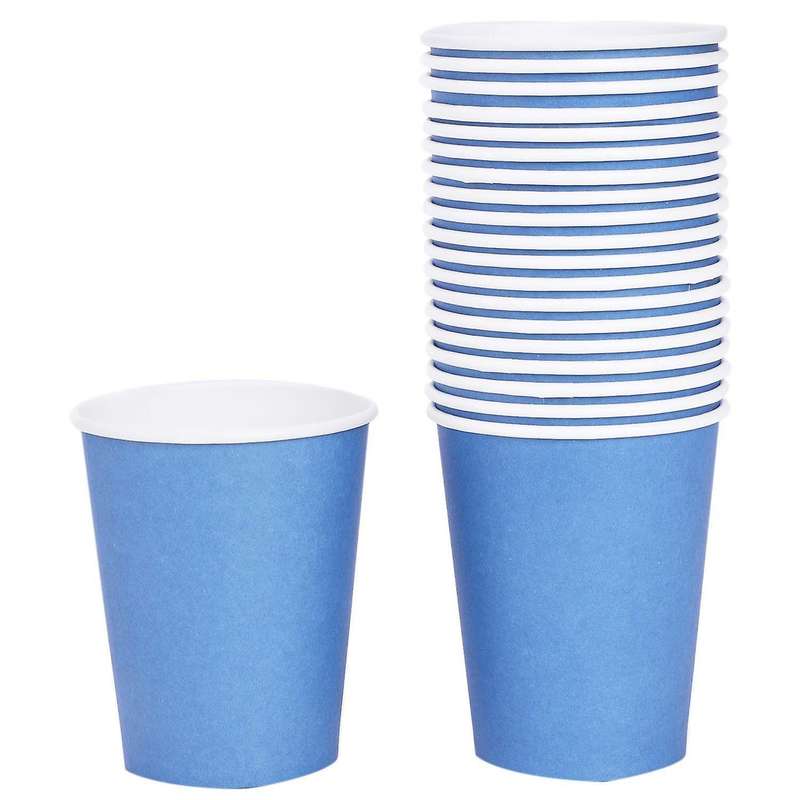 20x Paper Cups Solid Colours Birthday Party Tableware Catering Blue