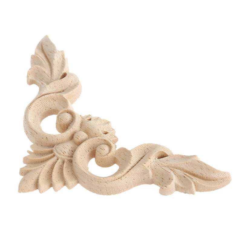 4pcs 8 X 8cm Wood Carved Corner Onlay Unpainted Applique