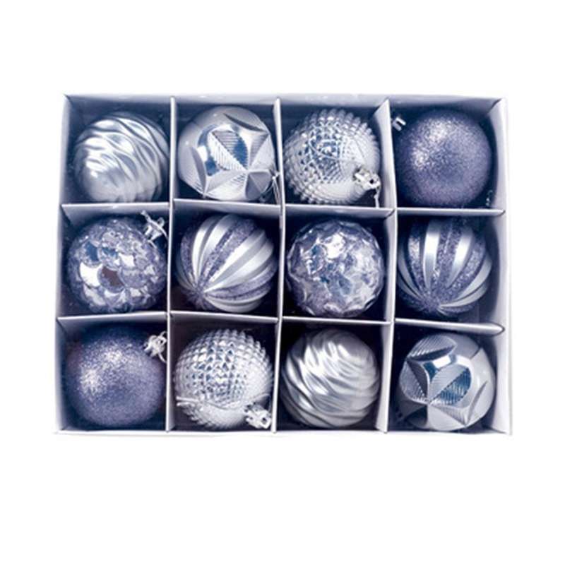 12pcs Boxed Christmas Ball Glitter Baubles Balls Ornament Pendant D