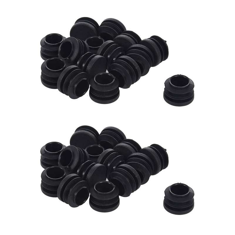 15pcs Black 19mm Dia Round Plastic Blanking End Cap Tubing Insert