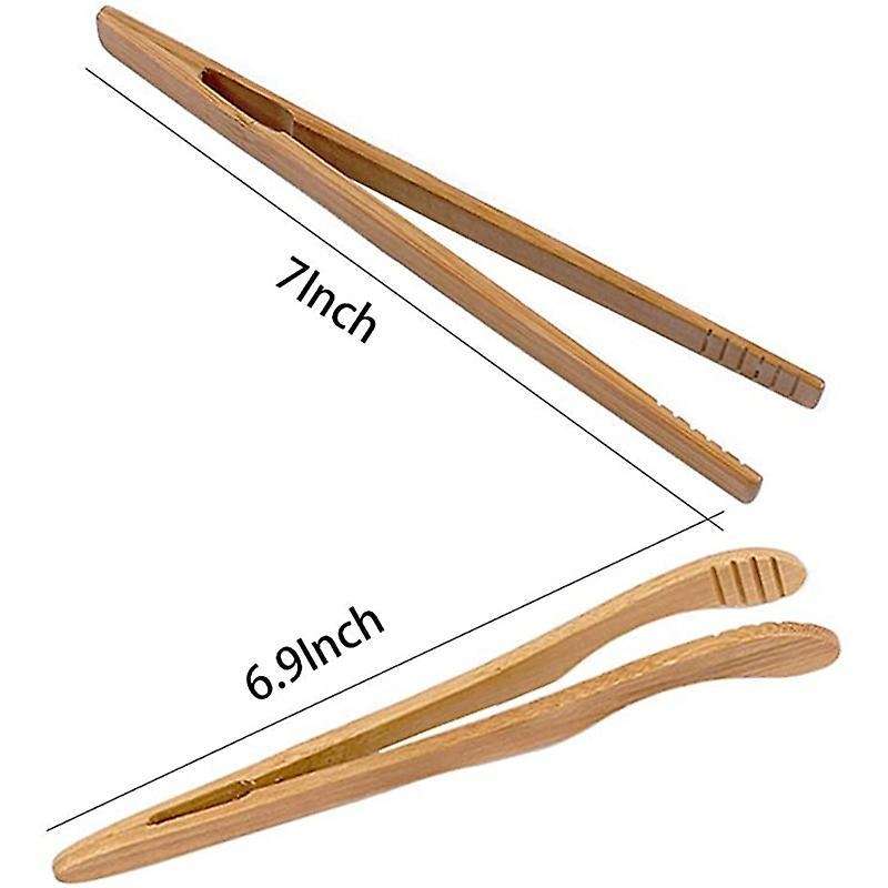 16pcs Bamboo Toaster Tongs - 7 Inch Reusable Wood Cooking Tongs