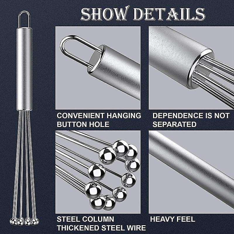 2 Pcs Stainless Steel Ball Whisk Set for Kitchen Cooking, Stirring
