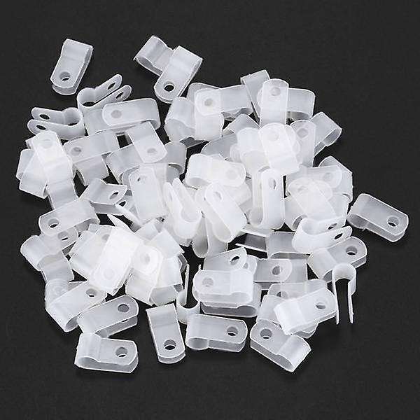 R Type Fastener Harness 6.4mm Wire Cable Tube Hose Clip Clamp 100 Pcs