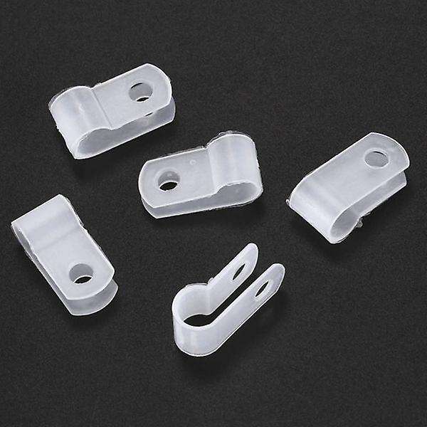 R Type Fastener Harness 6.4mm Wire Cable Tube Hose Clip Clamp 100 Pcs