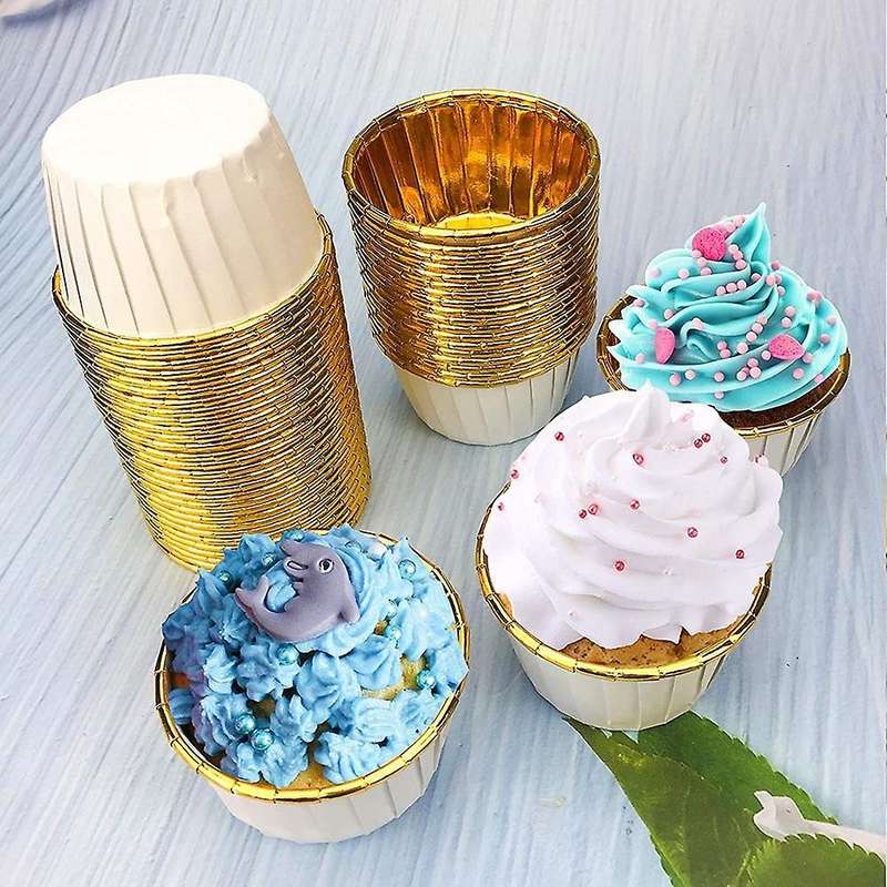Foil Cupcake Baking Cups,cupcake Liners Ramekin Cup,for Parties White