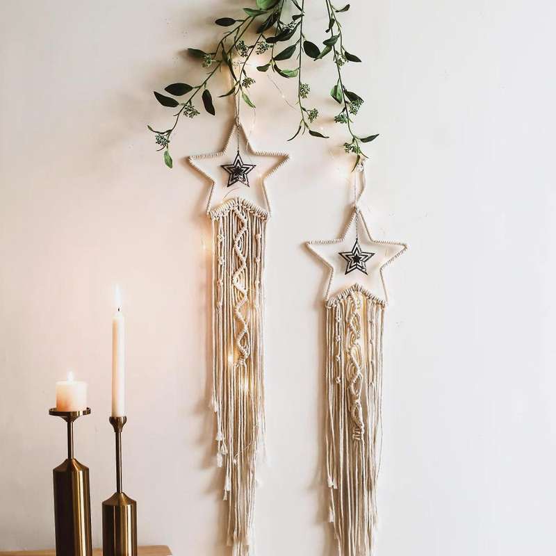 Star Macrame Tapestry Wall Hanging Boho Decoration Leaf Living