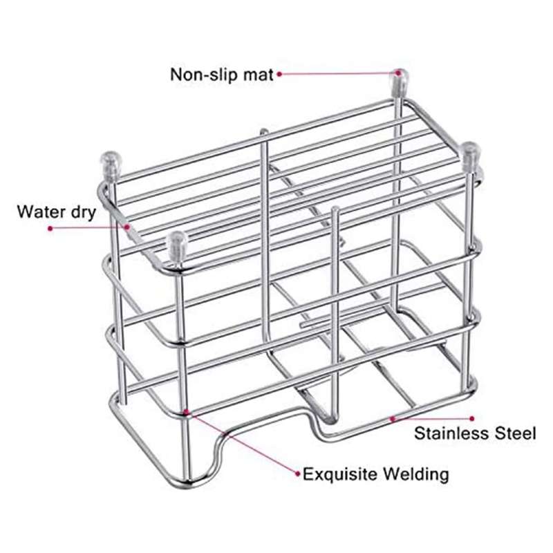 5 Slots Silver Stainless Steel Bathroom Small Space Storage Rack