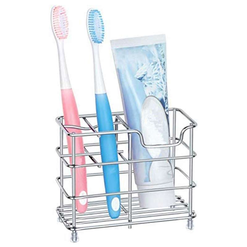 5 Slots Silver Stainless Steel Bathroom Small Space Storage Rack