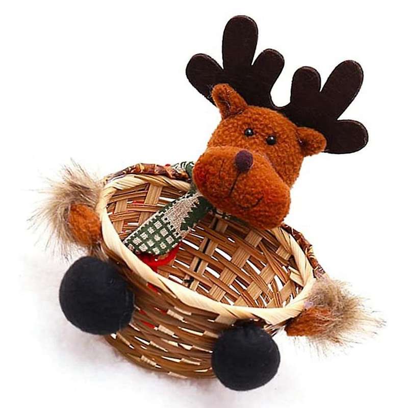 Christmas Candy Storage Box Xmas Decoration Ornament Elk Gift Basket