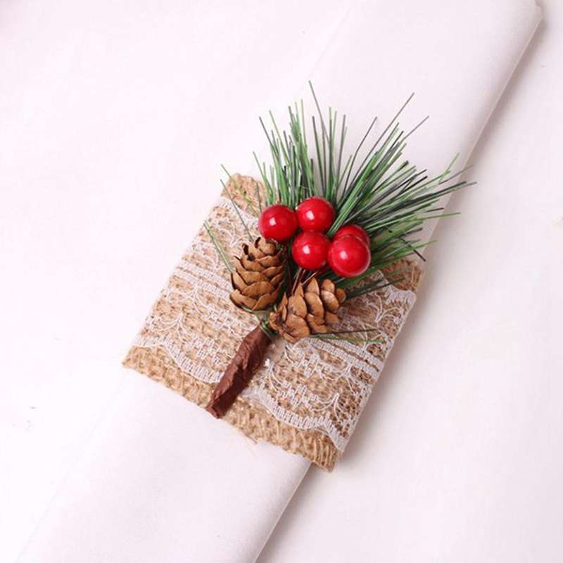 6pcs Christmas Napkin Rings Burlap Napkin Holders,for Wedding