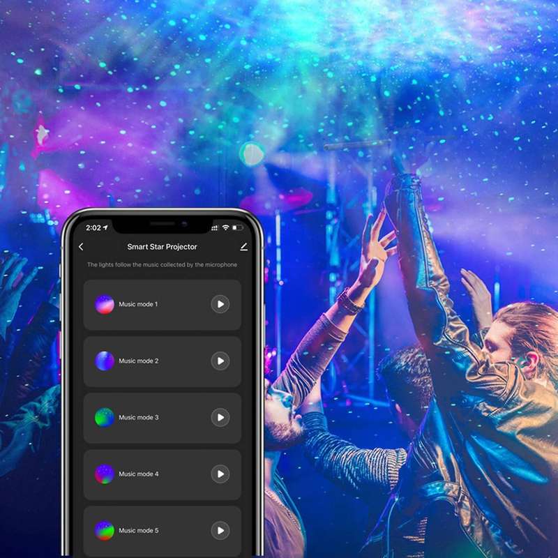 Galaxy Nebula Cloud/moving Ocean Wave, Star Sky Wifi Night Light