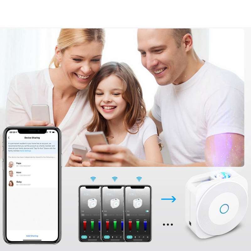 Galaxy Nebula Cloud/moving Ocean Wave, Star Sky Wifi Night Light