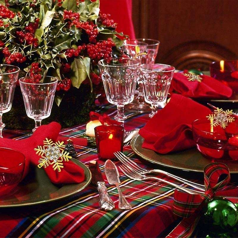 Gold Napkin Rings Set Of 6, Christmas Deer and Snowflakes Napkin