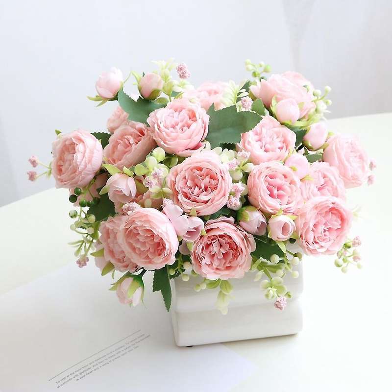 Artificial Flowers Peony Room Decor New Year's Decor 2pcs Champagne